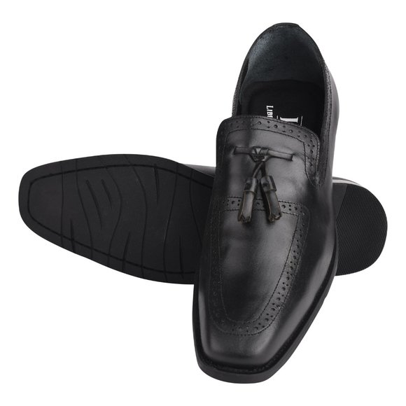 MEN\'S Black Tassel Loafer Leather Tassels Shoes main image 5